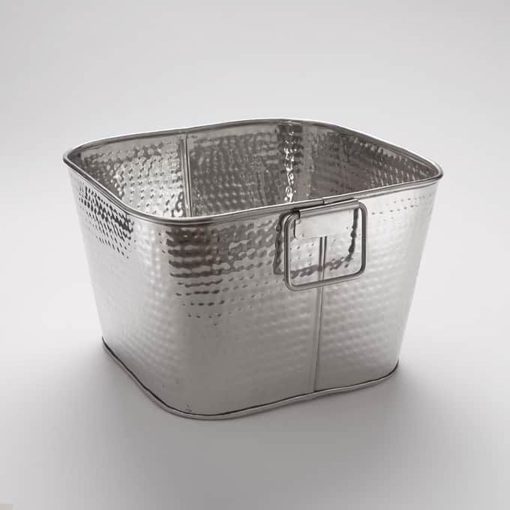 American Metalcraft Hammered Stainless Steel Square Tub, 14 X 8-1/2 Inch Height