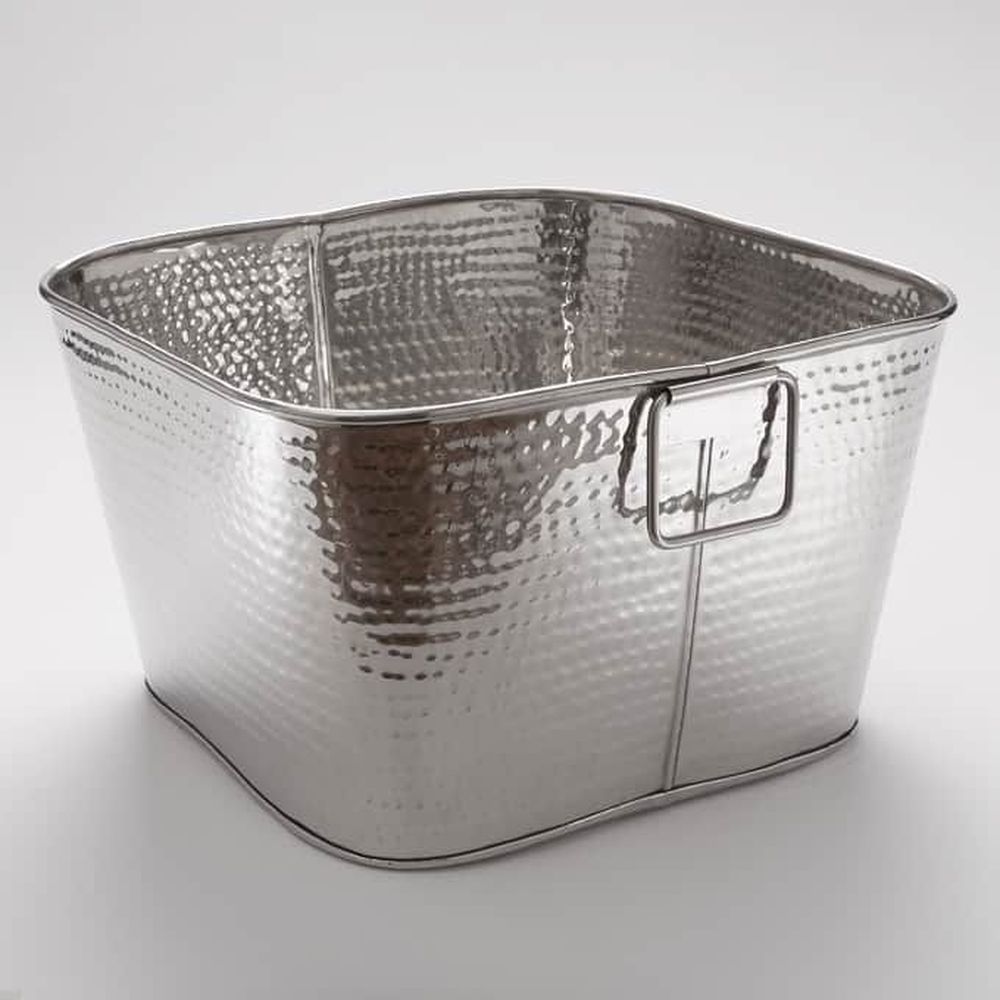 American Metalcraft Hammered Stainless Steel Square Tub, 16-1/2 X 9-1/2 Inch Height