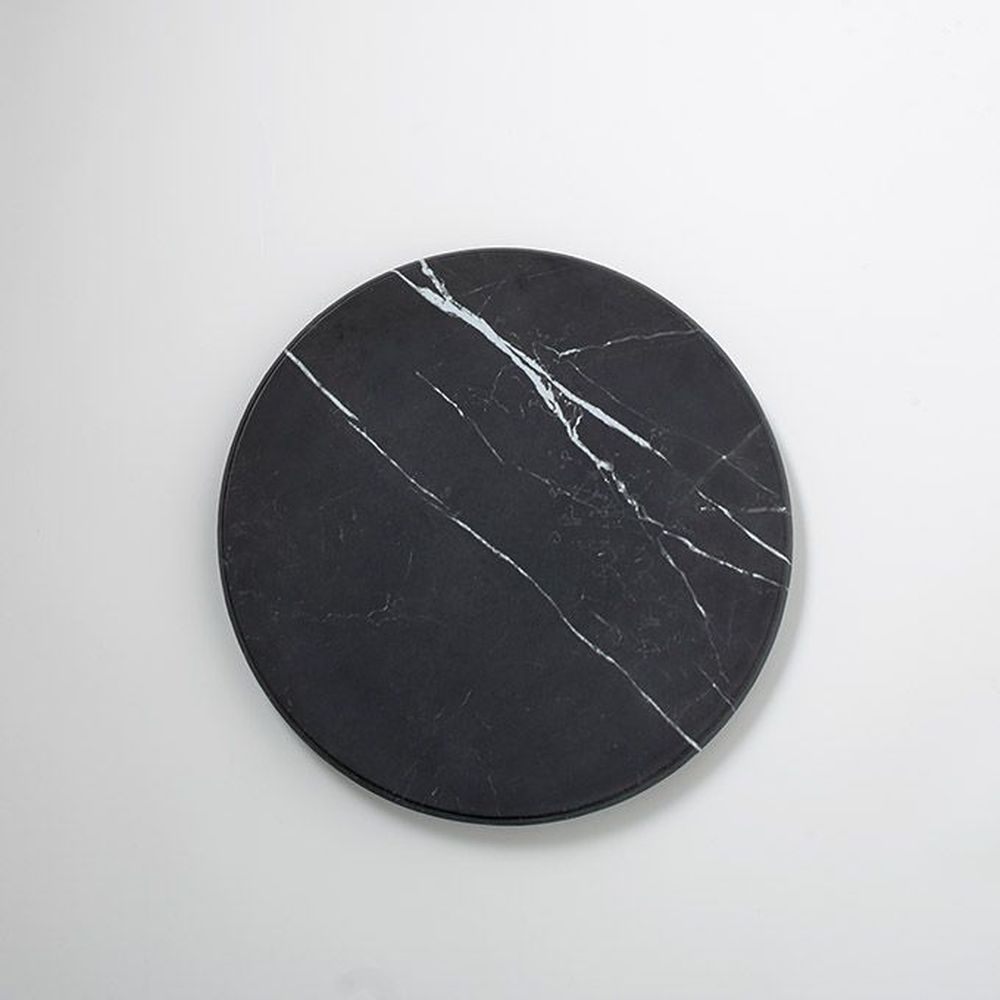 American Metalcraft Round Black Marble Melamine Serving Board, 14 inch Dia