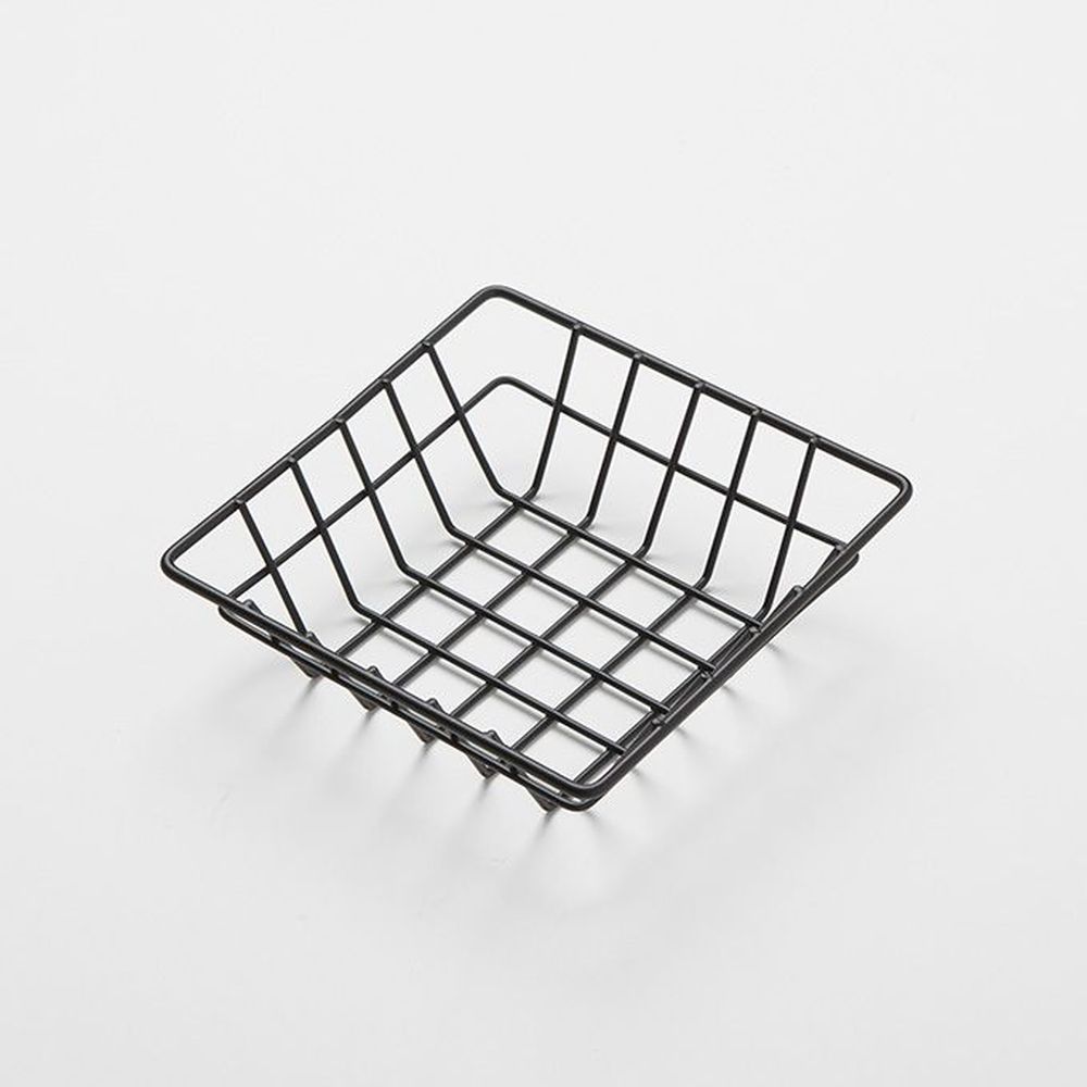 American Metalcraft Black Iron Wire Square Grid Basket, 6 X 2 Inch Height