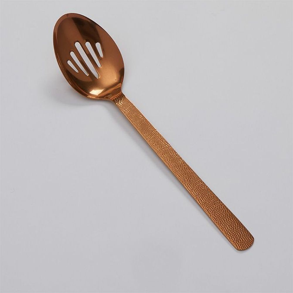 American Metalcraft Vintage Bronze Hammered Stainless Steel Slotted Spoon, 13 1/4 Inch Length