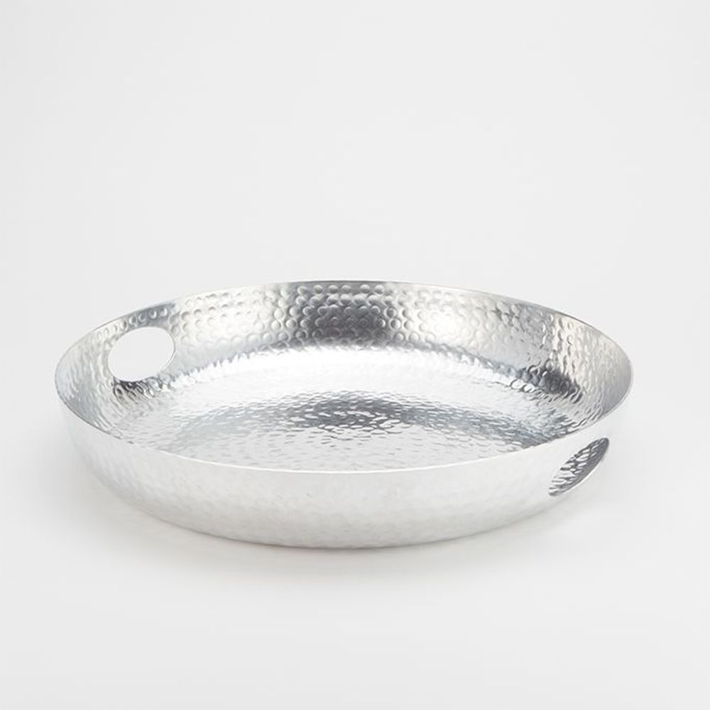 American Metalcraft Silver Hammered Aluminum Beverage Tray, 16 Inch Dia. X 2 3/4 Inch Height