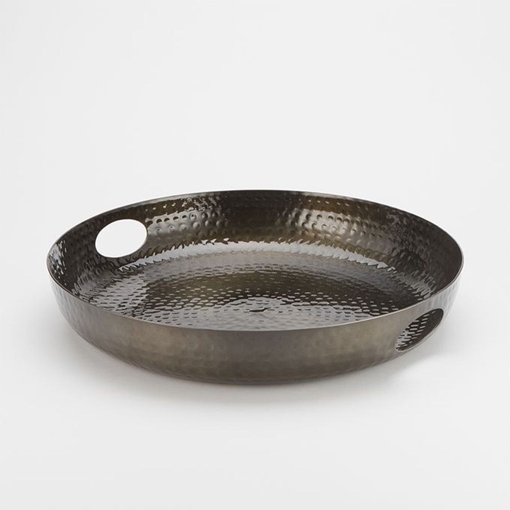 American Metalcraft Black Hammered Aluminum Beverage Tray, 16 Inch Dia. X 2 3/4 Inch Height