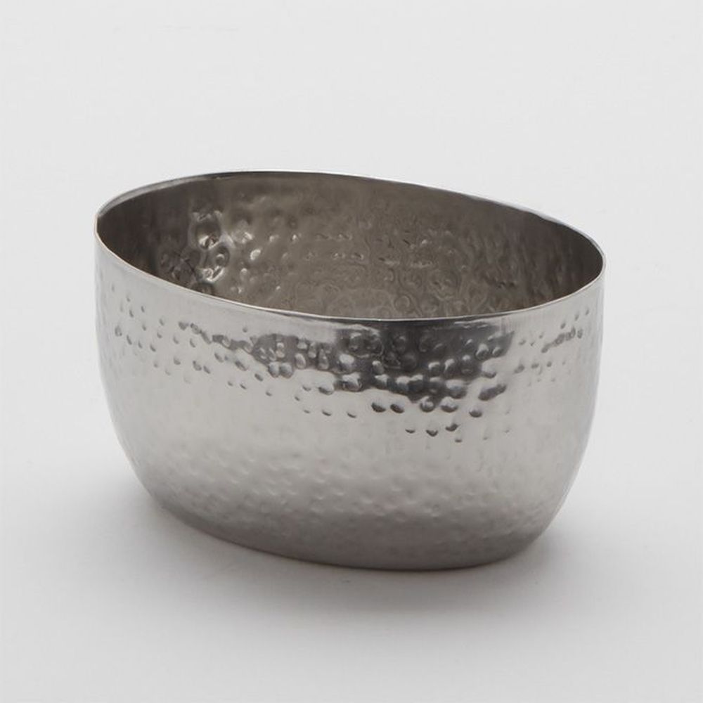 American Metalcraft Hammered Stainless Steel 8 Ounce Oval Sauce Cup, 3 3/4 X 3 X 2 Inch