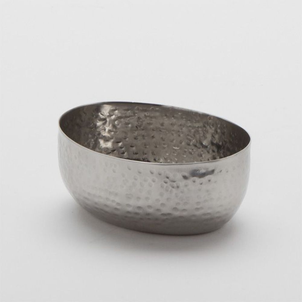 American Metalcraft Hammered Stainless Steel 4 Ounce Oval Sauce Cup, 3 1/4 X 2 3/4 X 1 1/2 Inch