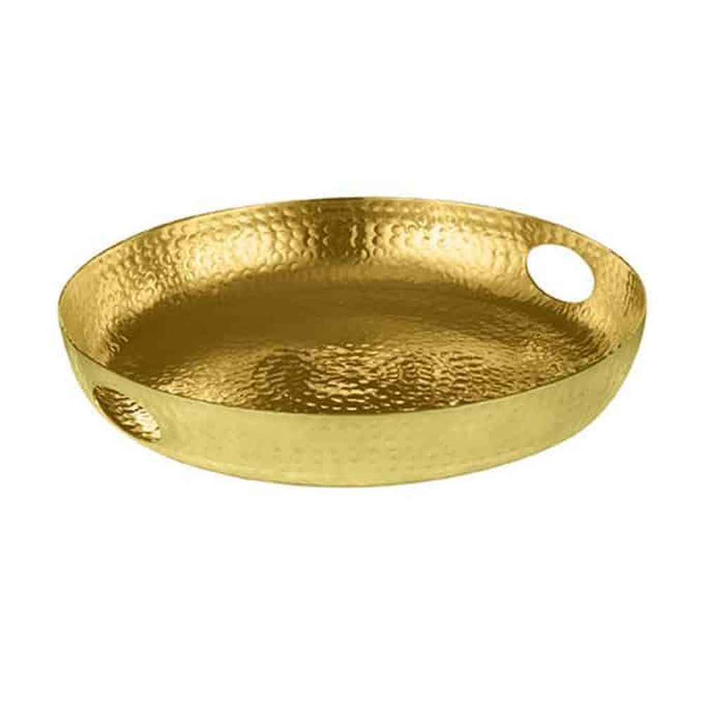 American Metalcraft Gold Hammered Aluminum Beverage Tray, 16 Inch Dia. X 2-3/4 Inch Height