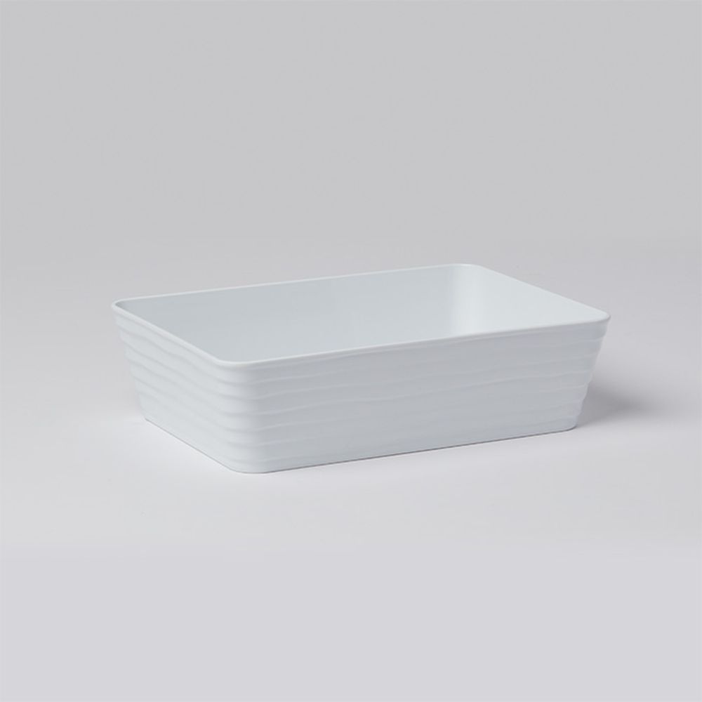 American Metalcraft Del Mar Collection White Abs Plastic Rectangular Serving Bowl, 96 Ounce Capacity