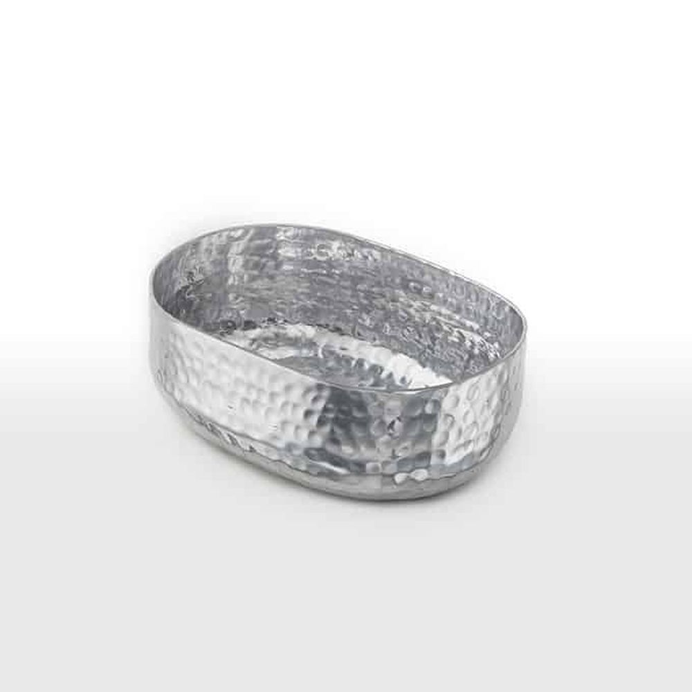 American Metalcraft Silver Hammered Aluminum 25 Ounce Oval Bowl, 6-1/2 X 4-3/4 X 2-1/2 Inch