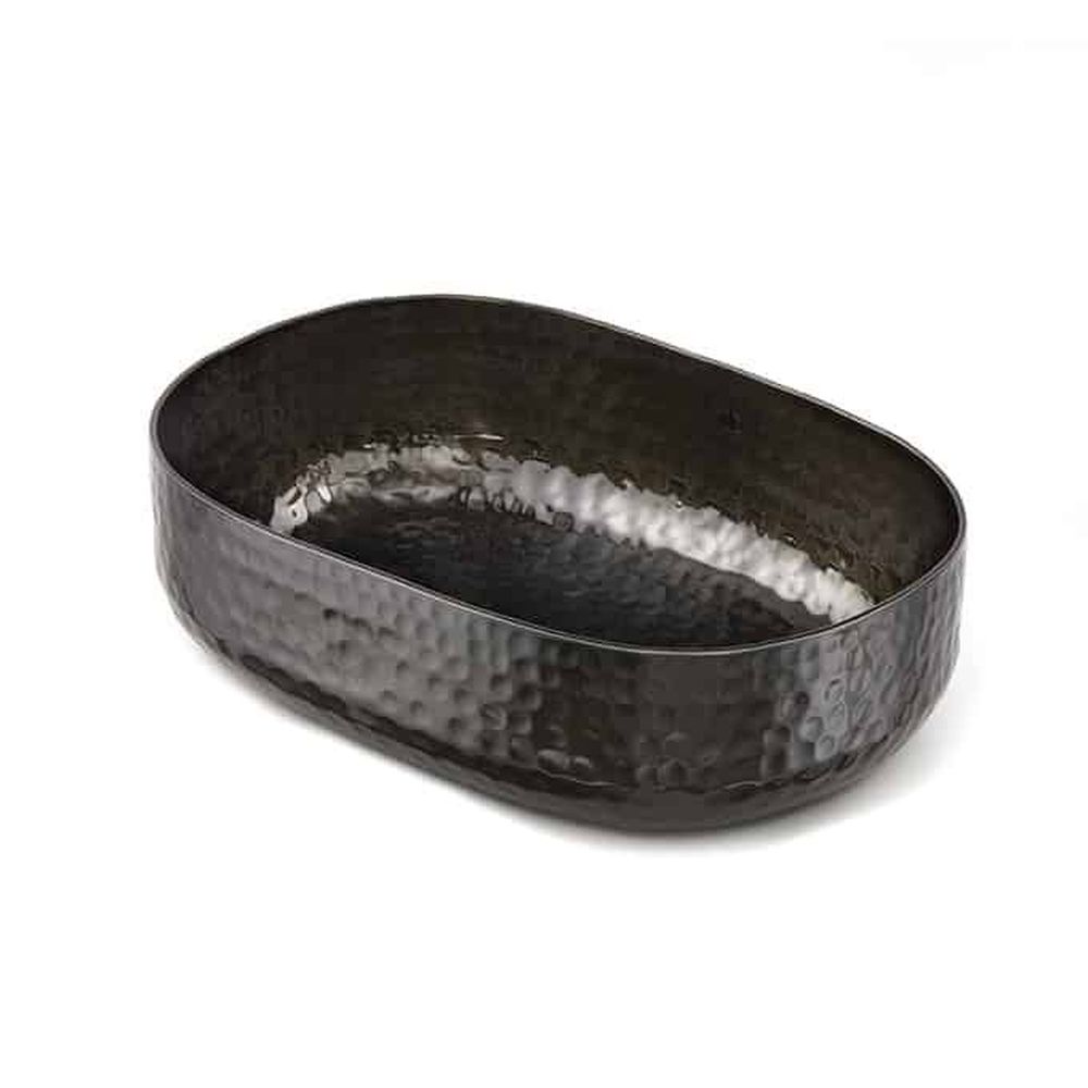 American Metalcraft Black Hammered Aluminum 48 Ounce Oval Bowl, 9-1/4 X 6-3/8 X 2-1/2 Inch