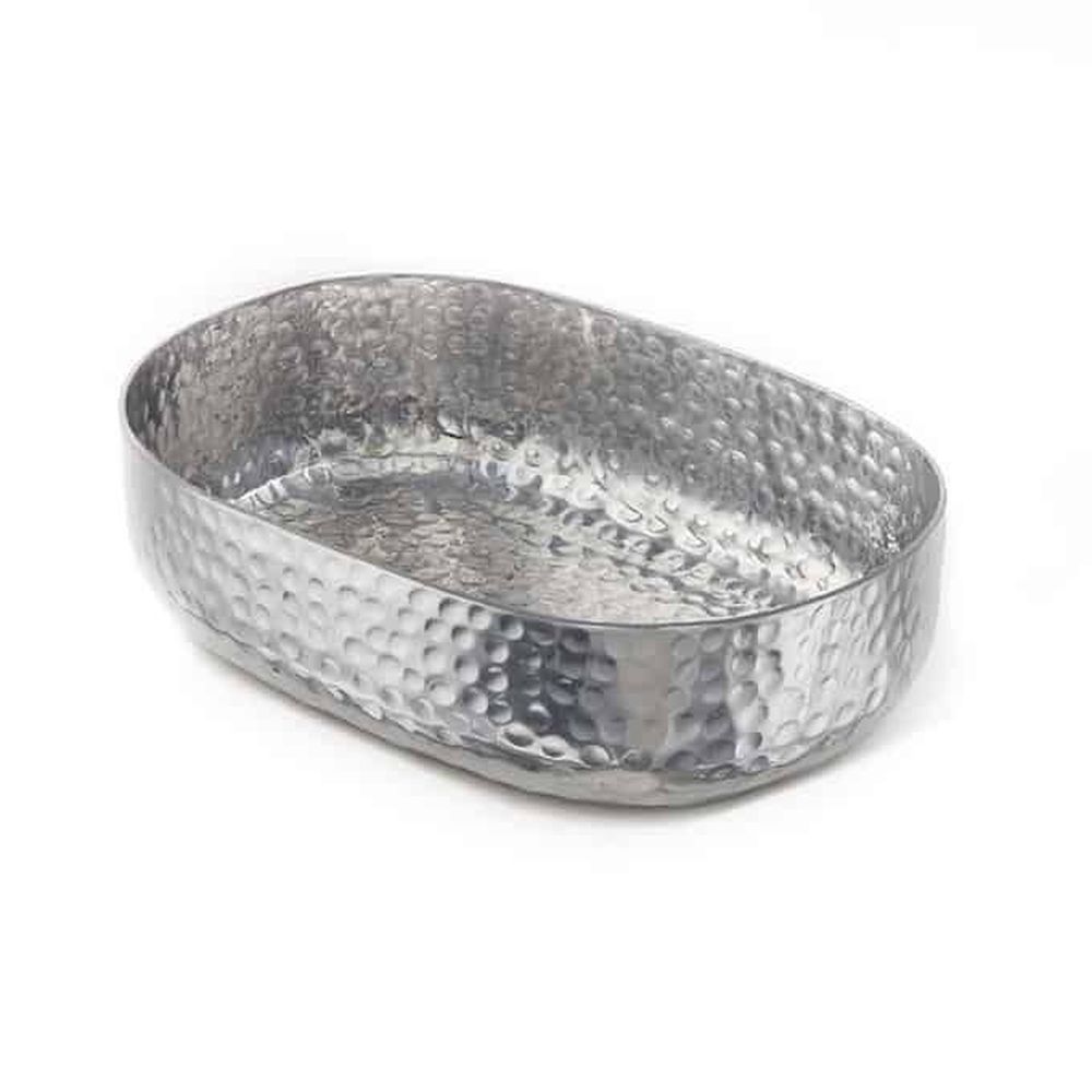 American Metalcraft Silver Hammered Aluminum 48 Ounce Oval Bowl, 9-1/4 X 6-3/8 X 2-1/2 Inch