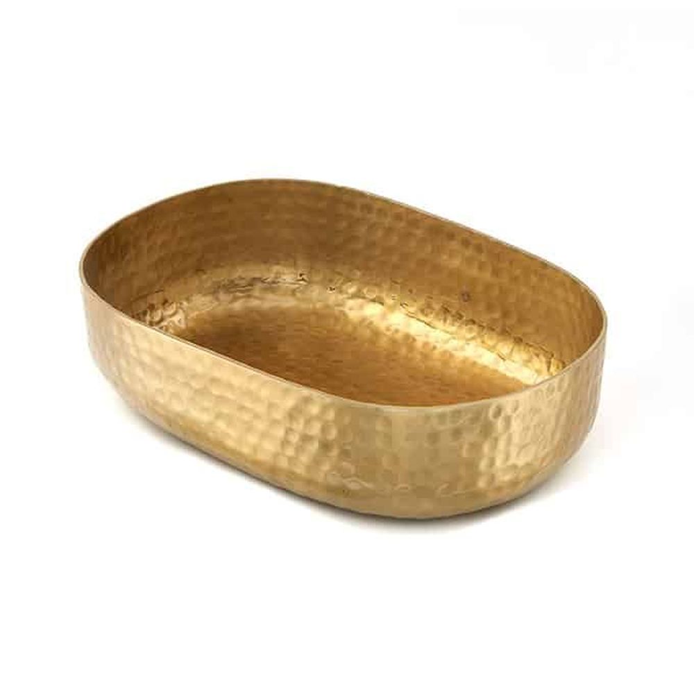 American Metalcraft Gold Hammered Aluminum 48 Ounce Oval Bowl, 9-1/4 X 6-3/8 X 2-1/2 Inch