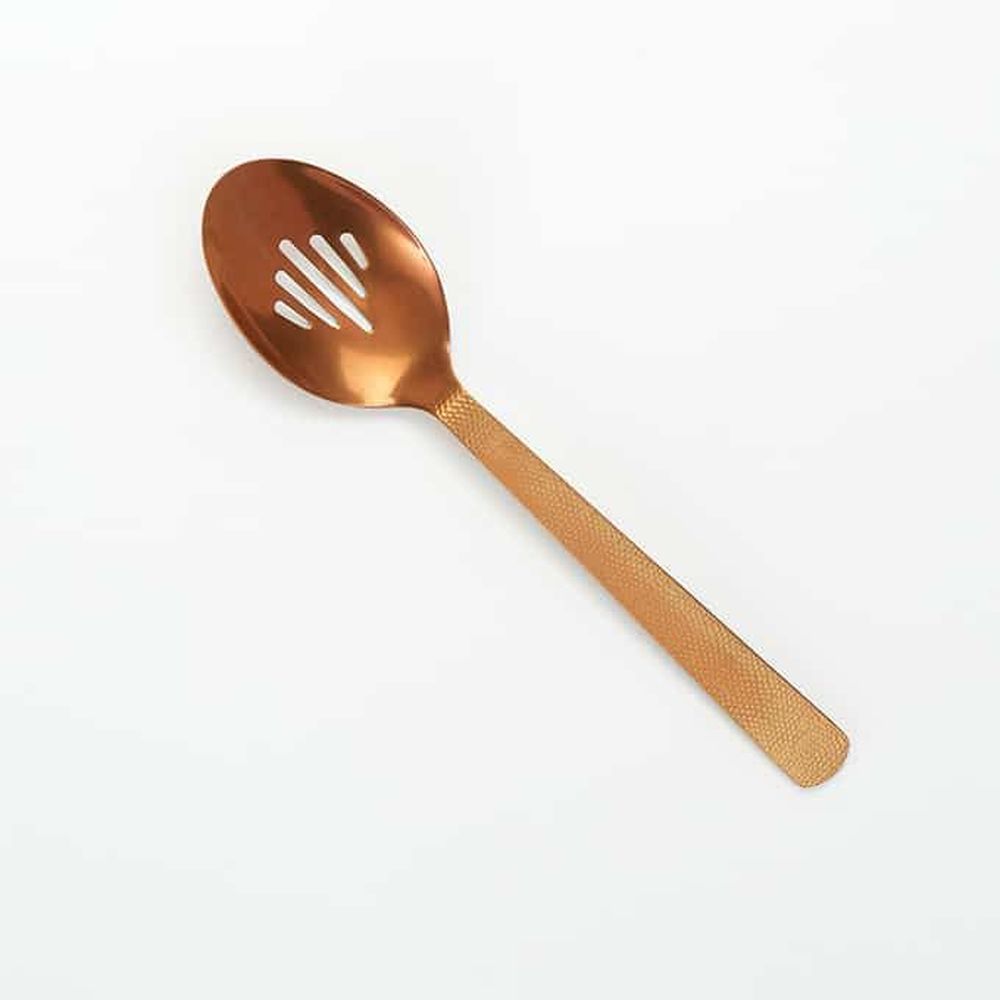 American Metalcraft Vintage Bronze Hammered Stainless Steel Slotted Spoon, 10 Inch Length