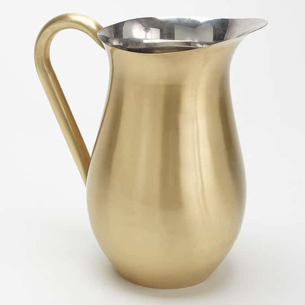 American Metalcraft Gold Stainless Steel Satin Finish Long Neck Bell Pitcher, 84 Ounce Capacity
