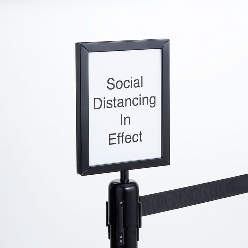 American Metalcraft Black Stainless Steel 8 1/2 X 11 Inch Retractable Sign Fits Rbsbl Barrier System