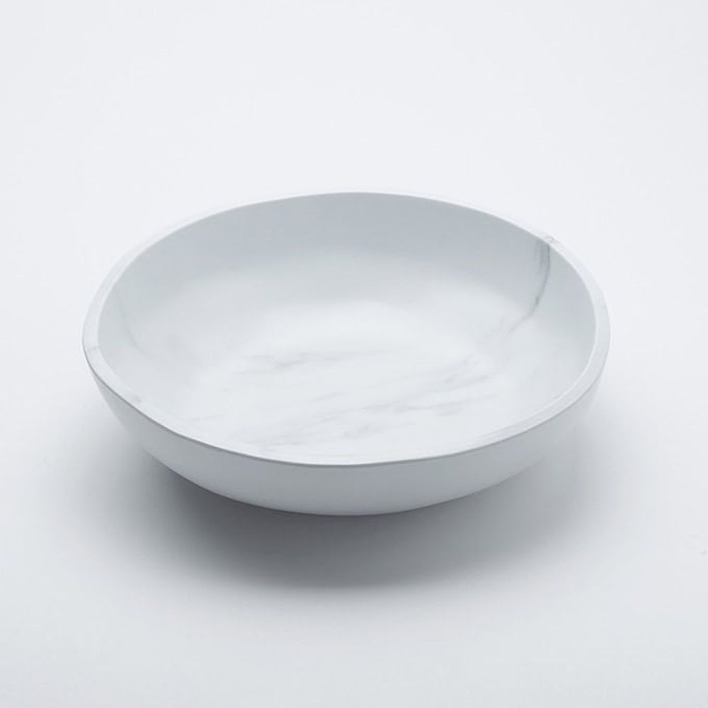 American Metalcraft White Marble Melamine Serving Bowl, 137 Ounce