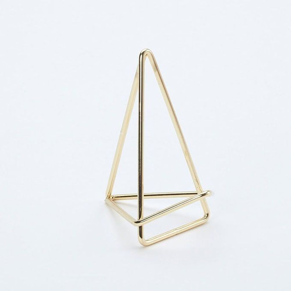 American Metalcraft Gold Iron Geometric Card Holder, 2 5/8 X 1 5/8 X 3 Inch