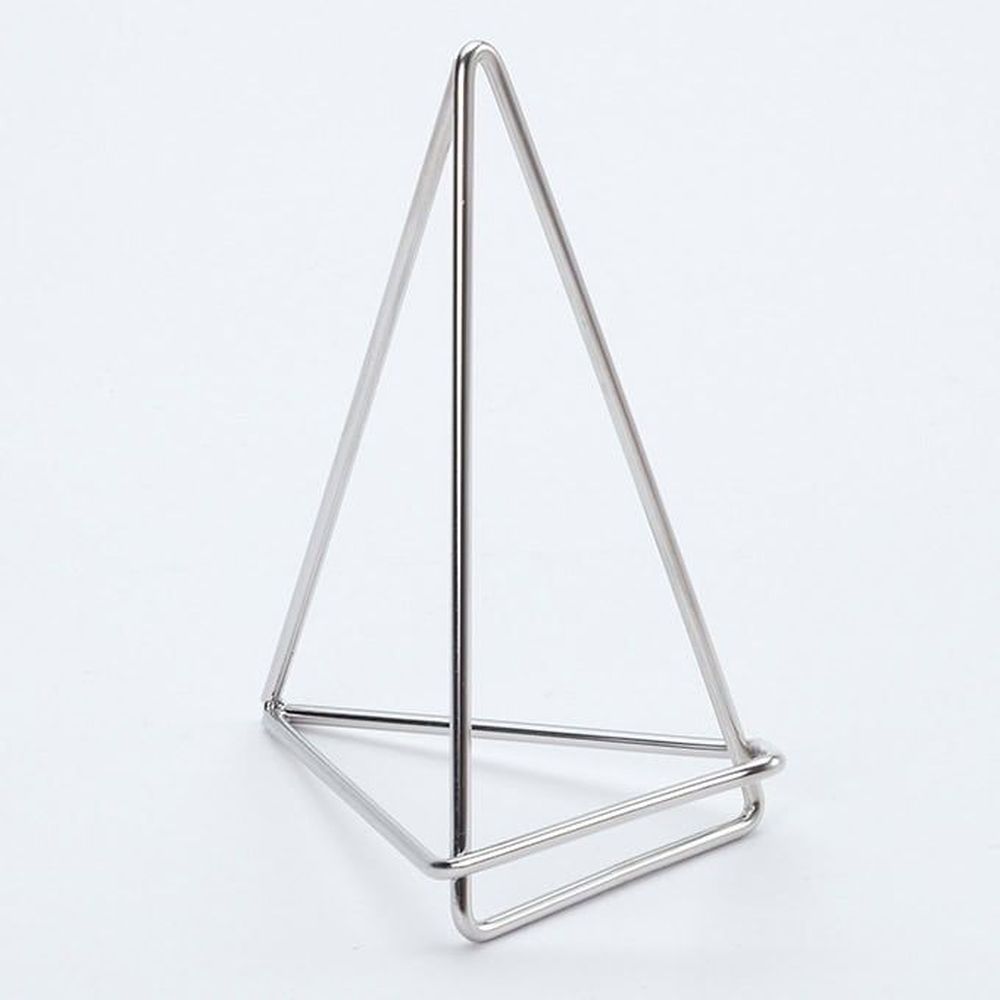 American Metalcraft Silver Iron Geometric Card Holder, 3 1/2 X 2 X 4 Inch