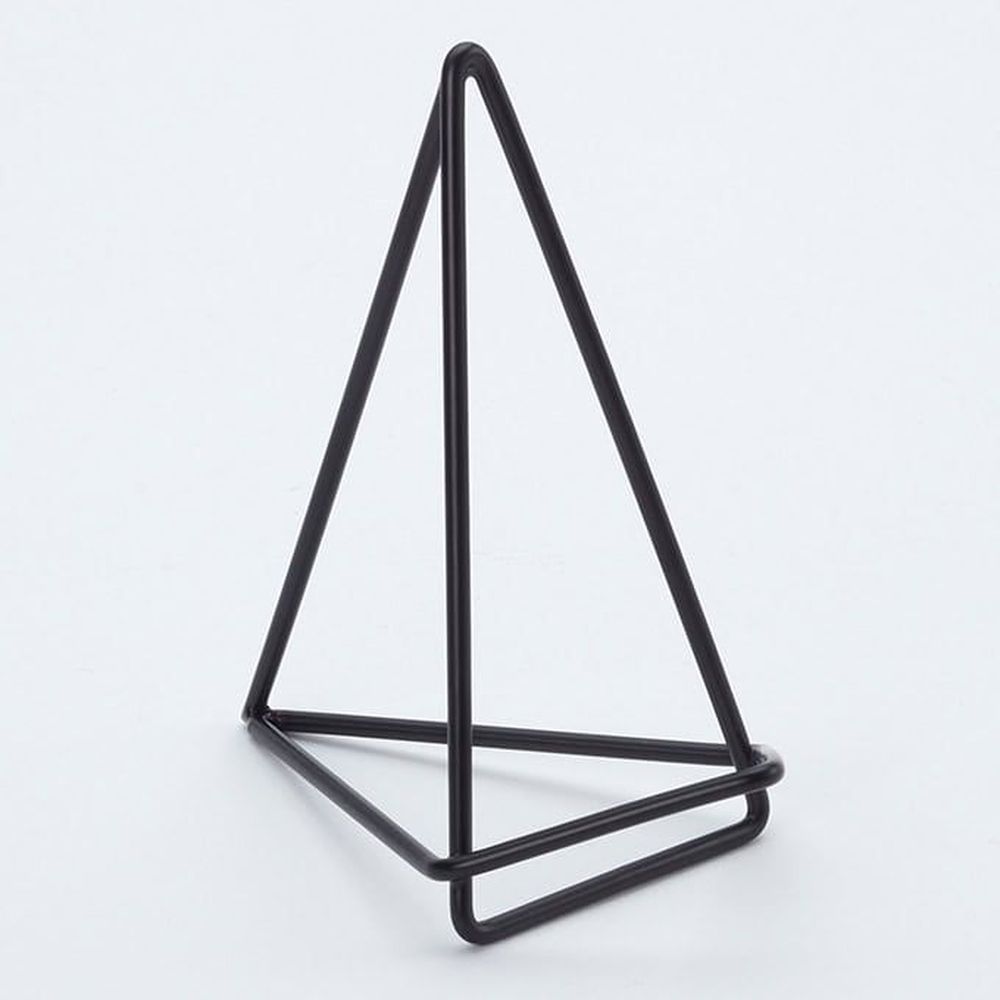 American Metalcraft Black Iron Geometric Card Holder, 3 1/2 X 2 X 4 Inch