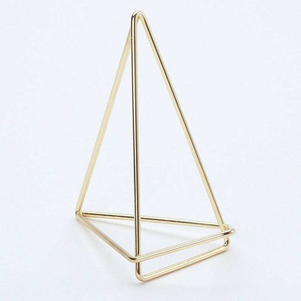 American Metalcraft Gold Iron Geometric Card Holder, 3 1/2 X 2 X 4 Inch