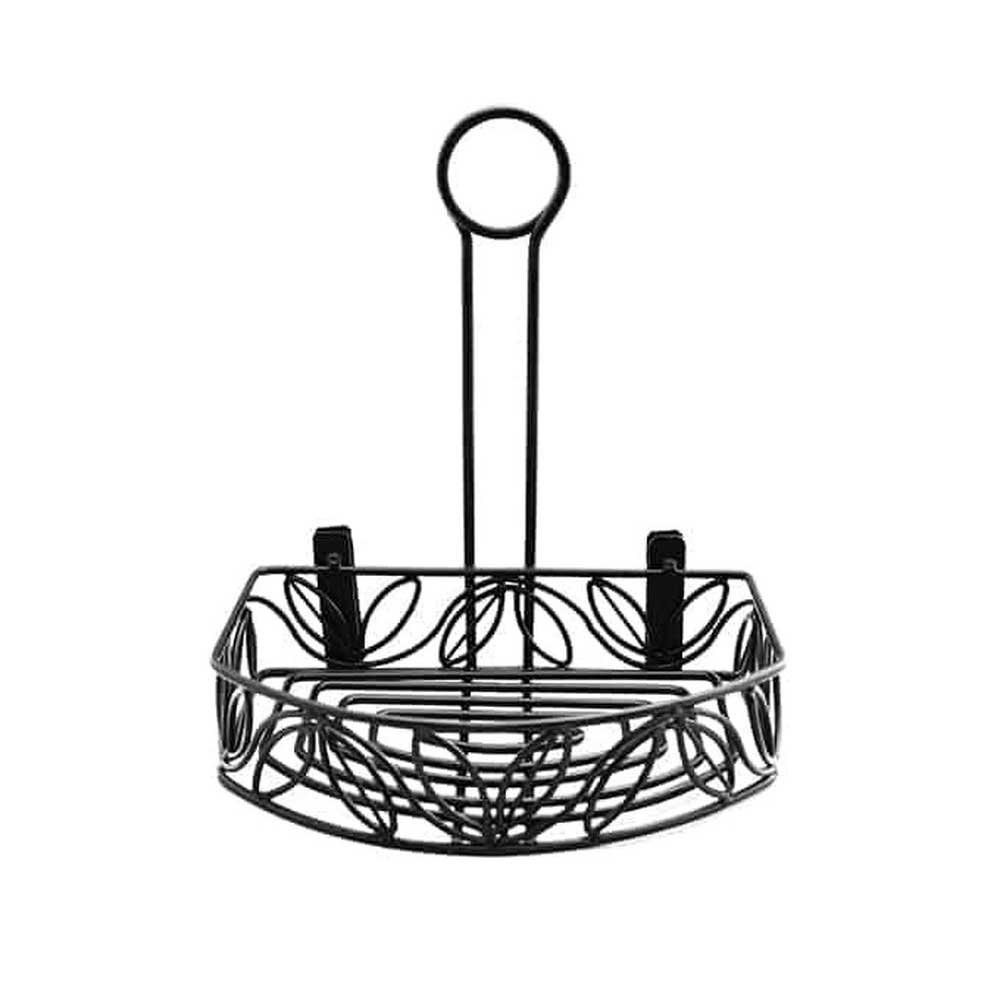 American Metalcraft Wrought Iron Black Semi-round Leaf Condiment Caddy, 6 1/4 X 8 1/4 X 9 Inch