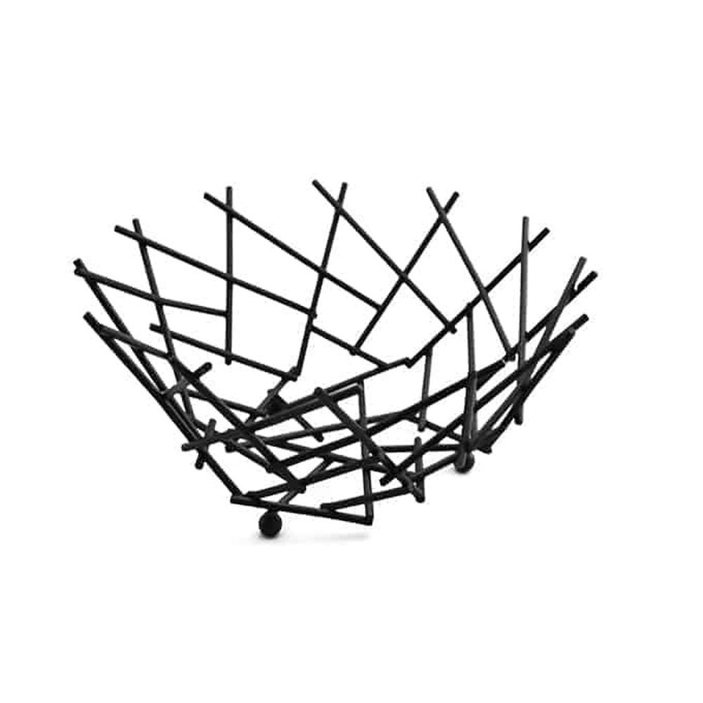 American Metalcraft Black Steel Round Thatch Fruit Basket, 8 Inch Dia. X 3 5/8 Inch Height