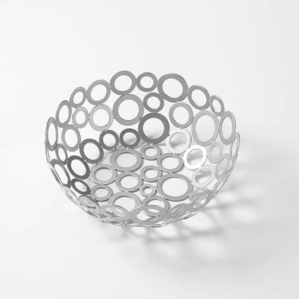 American Metalcraft Silver Iron Ring Design Round Go-go Basket, 8 X 2 7/8 Inch