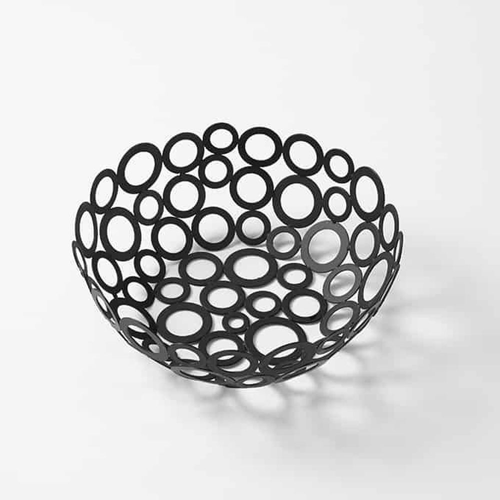 American Metalcraft Black Iron Ring Design Round Go-go Basket, 8 Inch Dia. X 2-7/8 Inch Height