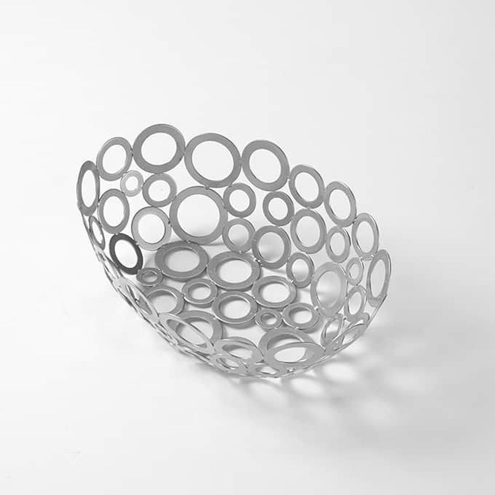 American Metalcraft Silver Iron Ring Design Oval Go-go Basket, 9 X 6 X 3 Inch