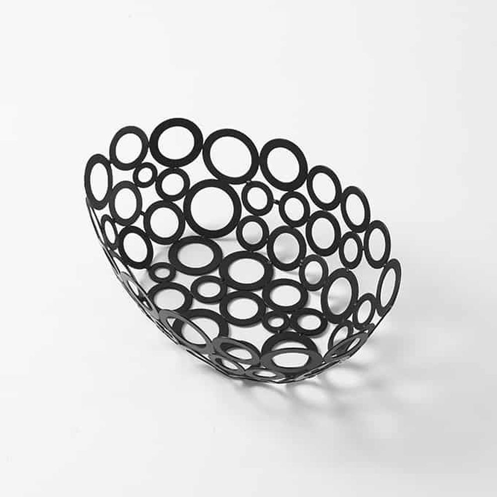 American Metalcraft Black Iron Ring Design Oval Go-go Basket, 9 X 6 X 3 Inch Height
