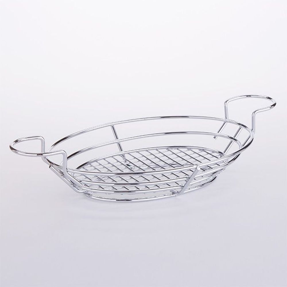American Metalcraft Silver Chrome Wire Oval Basket With Ramekin Holders, 11 X 8 X 3 1/4 Inch