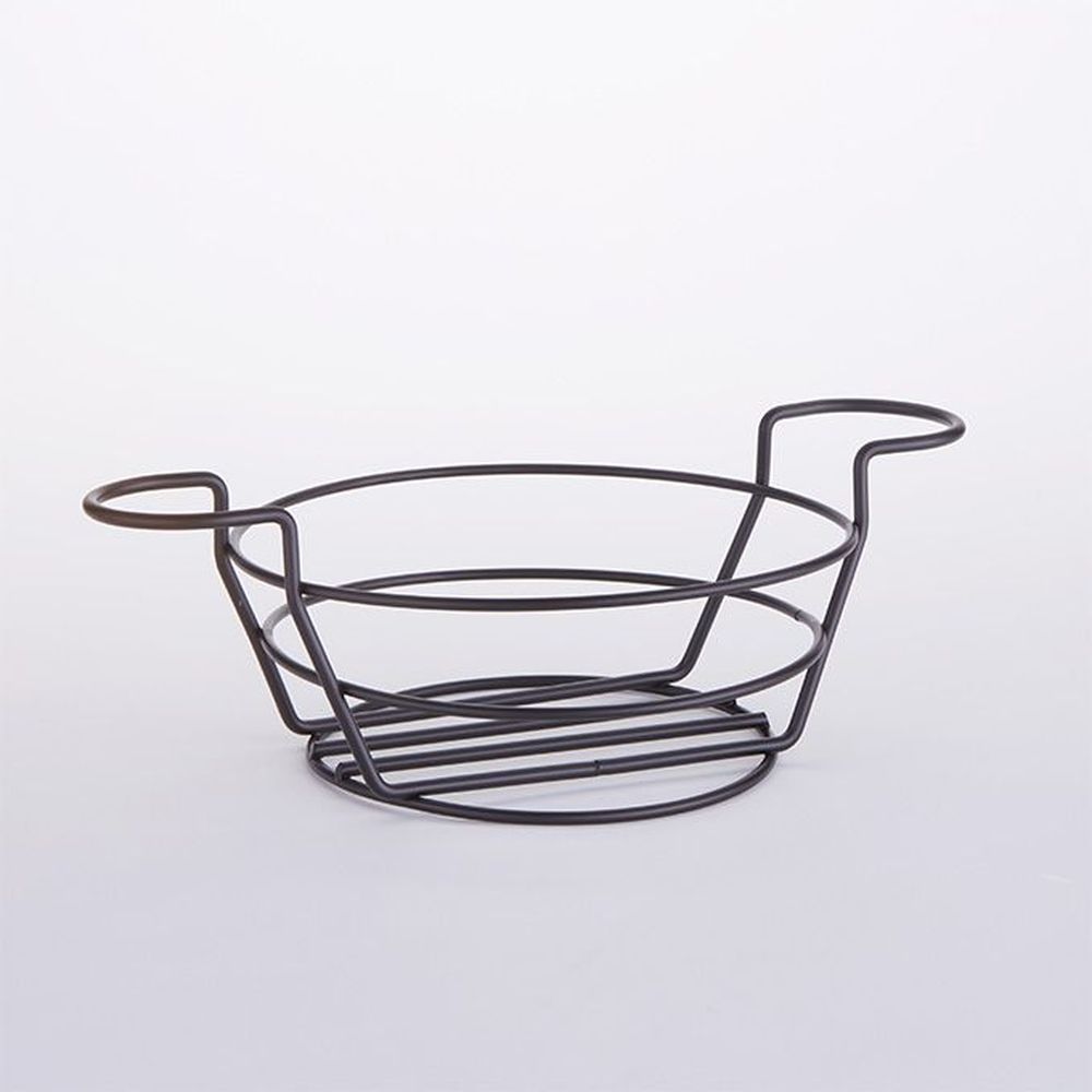 American Metalcraft Black Stainless Steel Wire Round Basket With Ramekin Holders, 8 Inch Dia. X 3 3/4 Inch Height