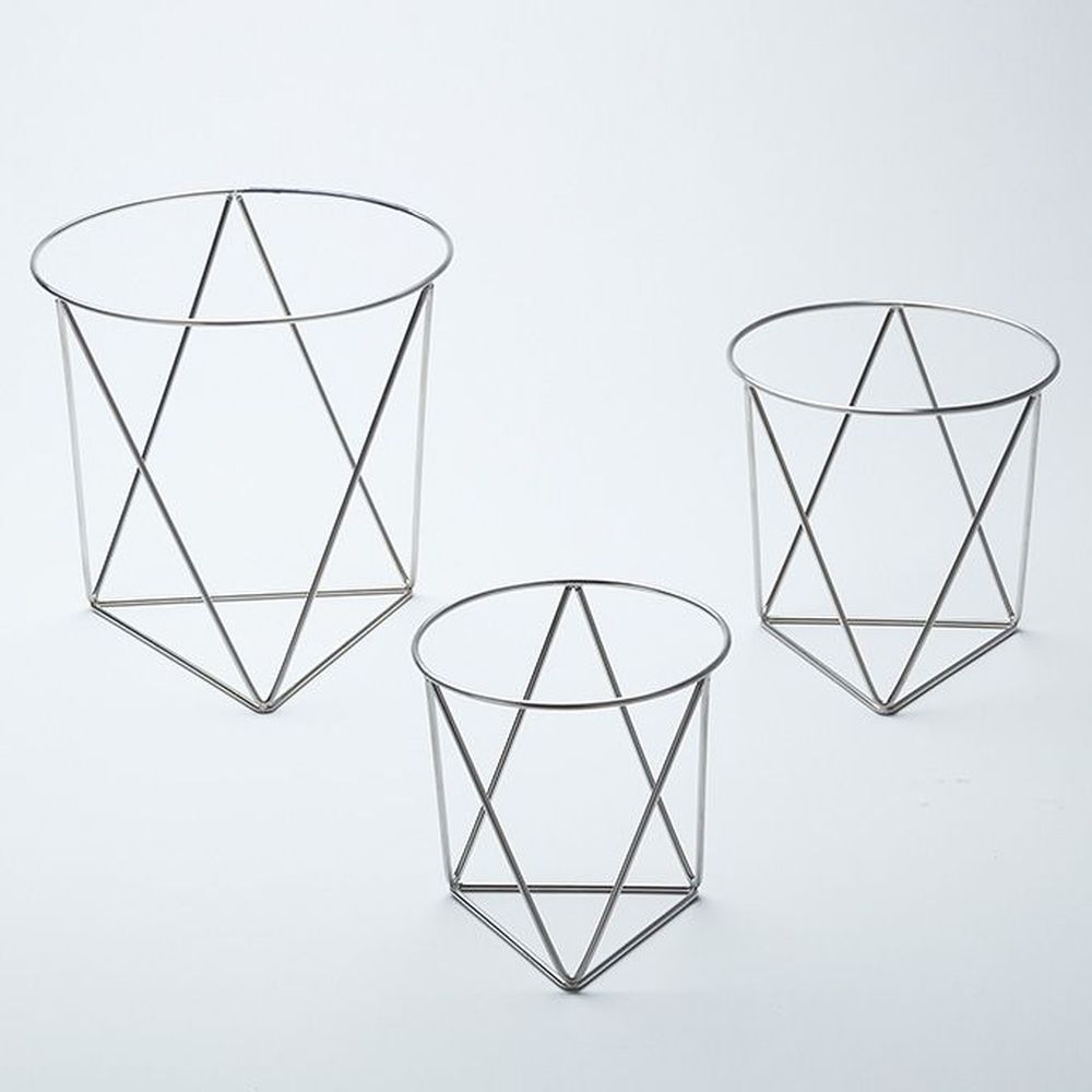 American Metalcraft Stainless Steel 3 Piece Geometric Pizza Stand Set