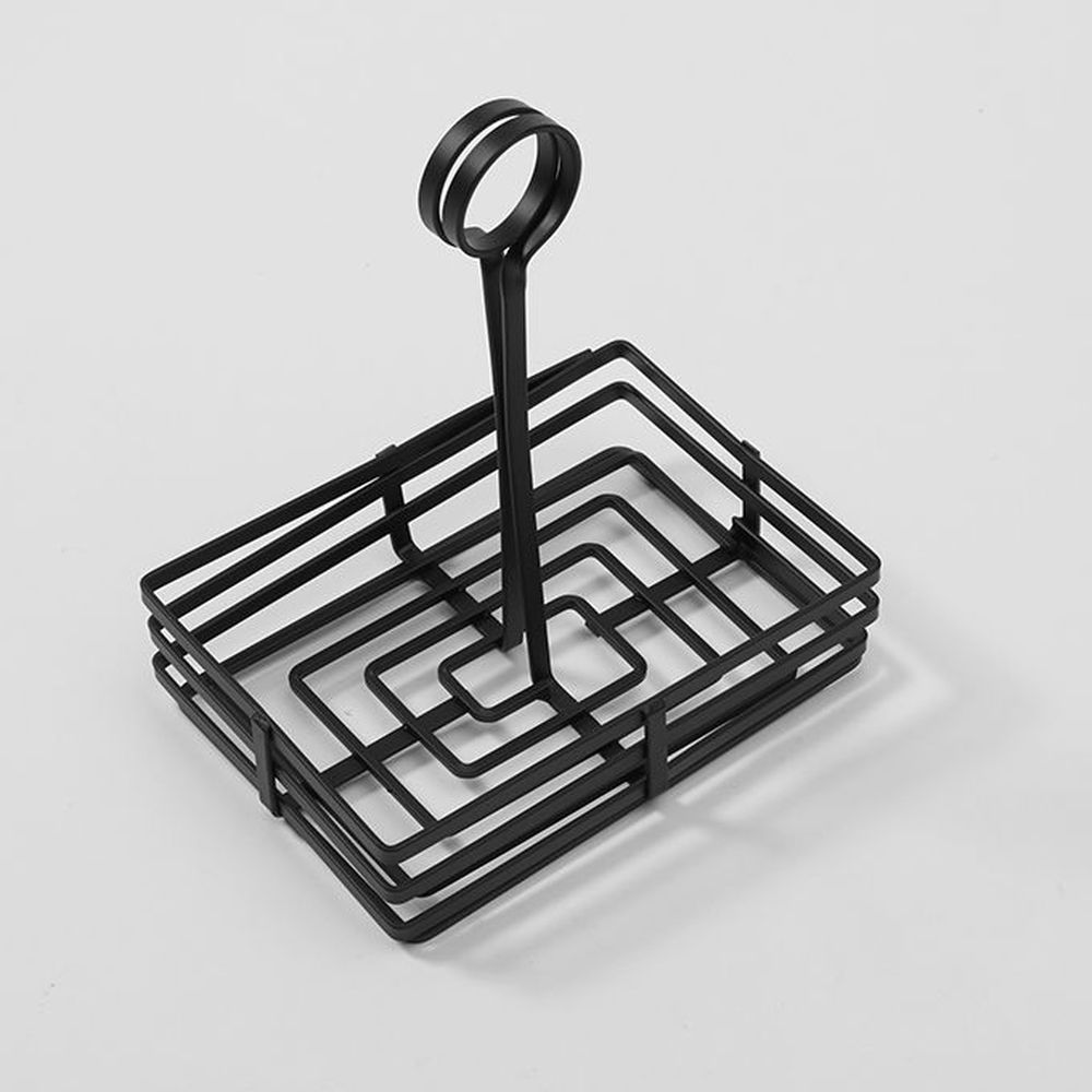 American Metalcraft Black Wrought Iron Flat Coil Rectangular Condiment Rack, 8 X 5- 7/8 X 9 1/4 Inch