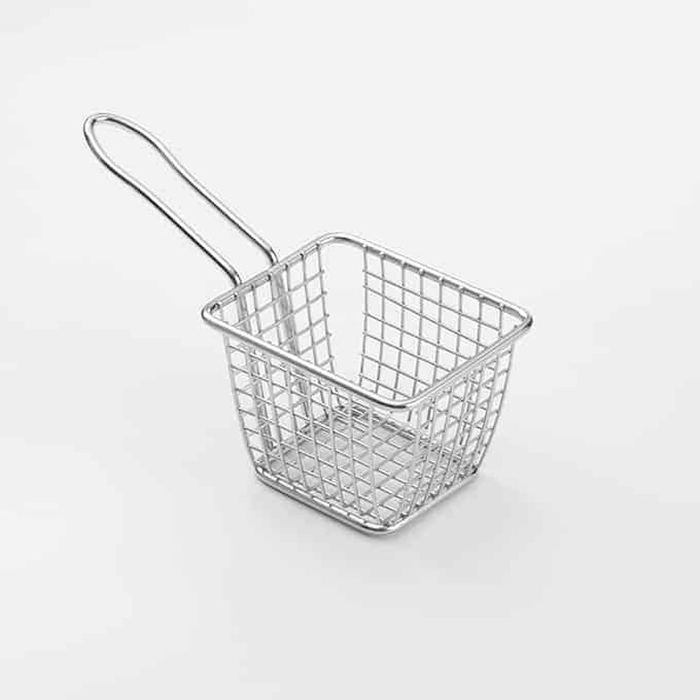 American Metalcraft Stainless Steel Rectangular Mini Fry Basket With 3-1/2 Inch Handle, 4-1/8 X 3-3/8 X 3 Inch