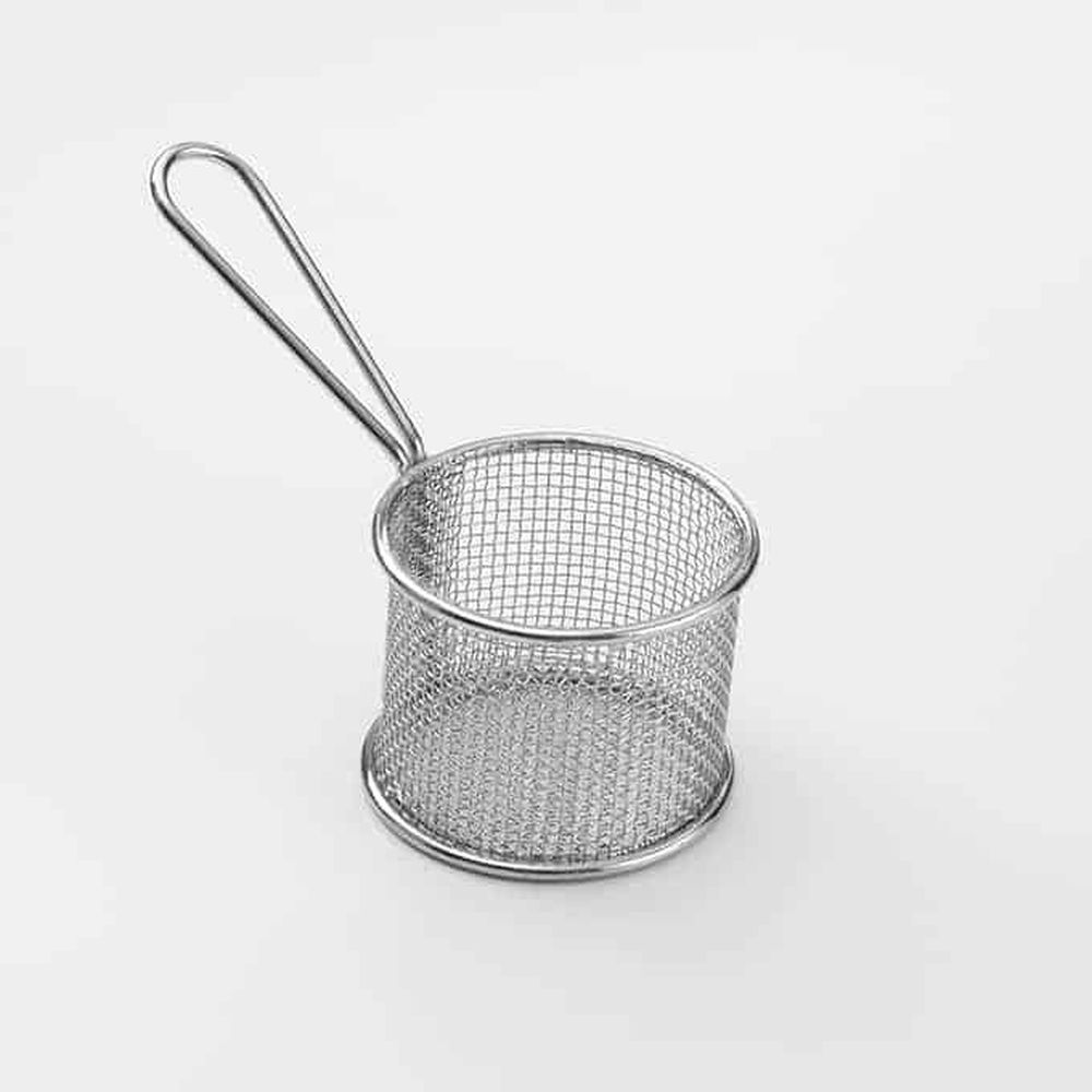 American Metalcraft Stainless Steel Silver Round Mini Fry Basket With 4 Inch Handle, 3-1/2 Inch Dia. X 2-3/4 Inch Height