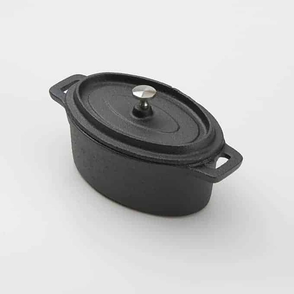 American Metalcraft Black Cast Iron Round 17.5 Ounce Casserole With Handles And Lid, 6 X 4 X 2 1/2 Inch