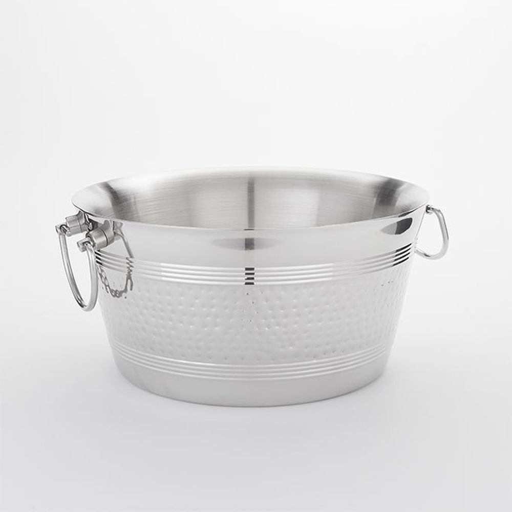 American Metalcraft Hammered Stainless Steel 15 Quart Double Wall Party Tub, 15 Inch Dia. X 7 Inch Height