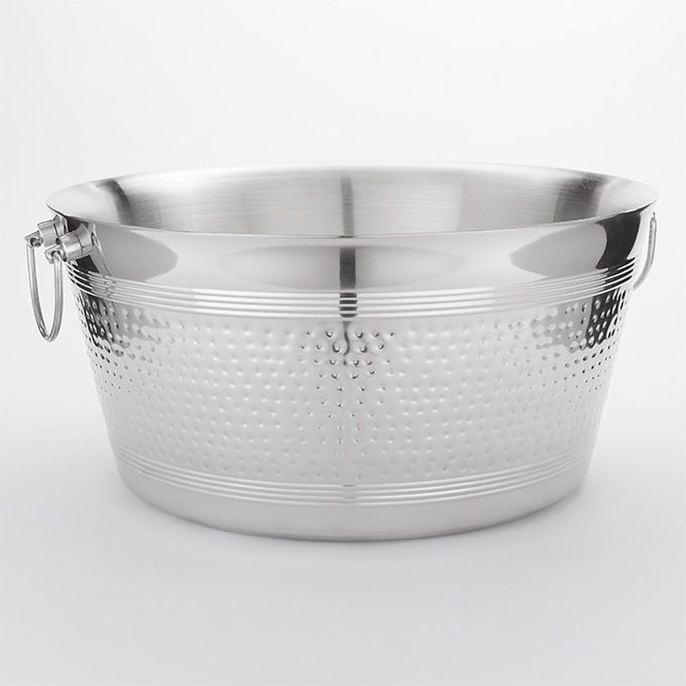 American Metalcraft Hammered Stainless Steel 29 Quart Double Wall Party Tub, 18.5 Inch Dia. X 9 Inch Height
