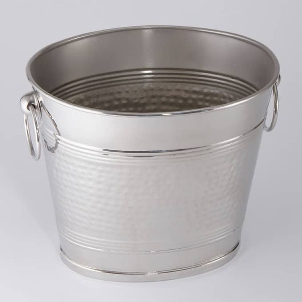 American Metalcraft Hammered Stainless Steel Oval Two Bottle Wine Bucket, 8 3/8 X 10 5/8 X 9 Inch