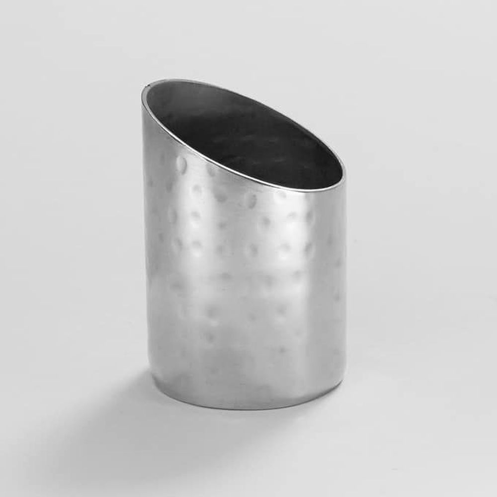American Metalcraft Hammered Stainless Steel Round Angled Sugar Packet Holder, 2 Inch Dia. X 2 3/4 Inch Height