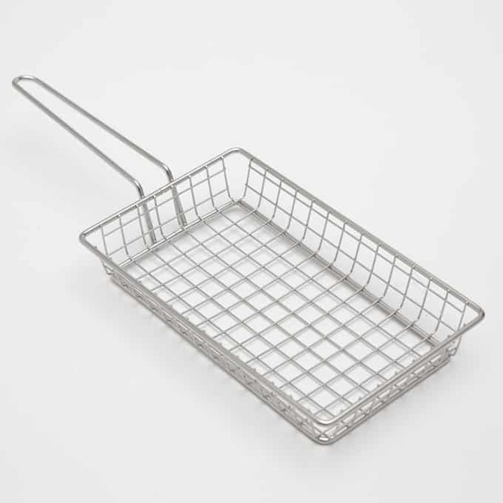 American Metalcraft Stainless Steel Rectangular Fry Basket With 4 Inch Handle, 9 1/2 X 6 X 1 1/2 Inch