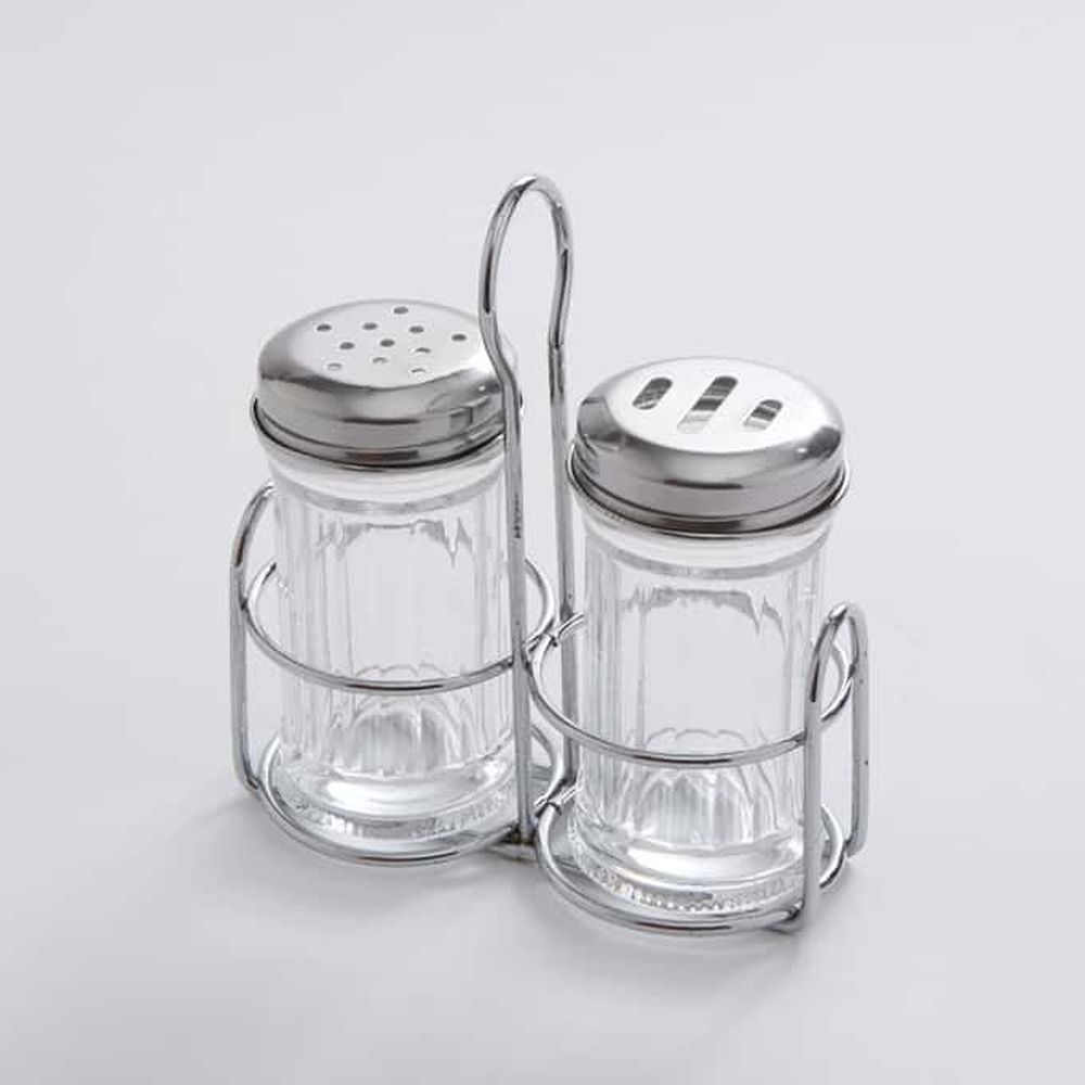 American Metalcraft Clear Mini Glass Shakers And Caddy Set, 2 Ounce Capacity