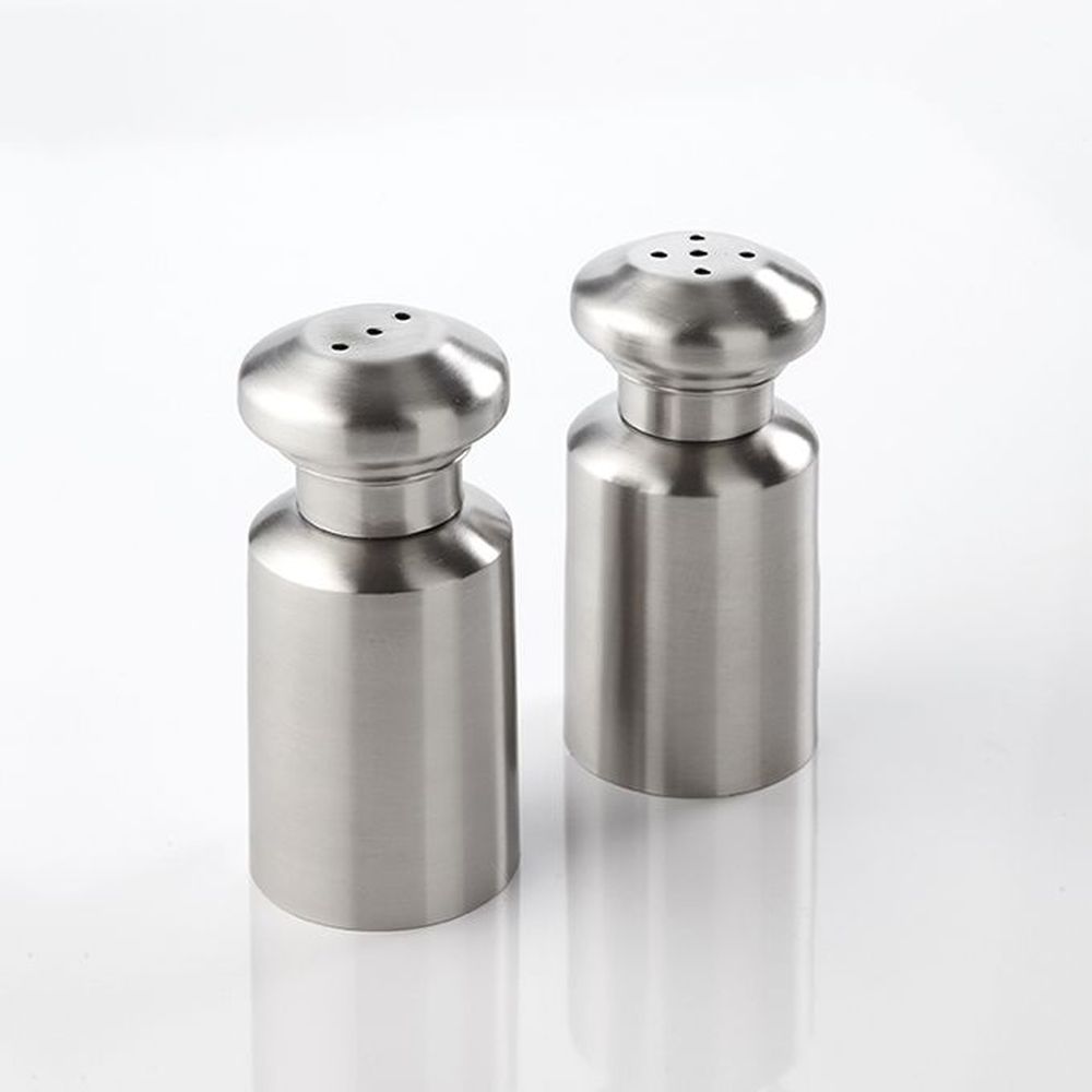 American Metalcraft Satin Stainless Steel 3 Ounce Salt And Pepper Shaker Set, 1-3/4 Inch Dia. X 4 Inch Height