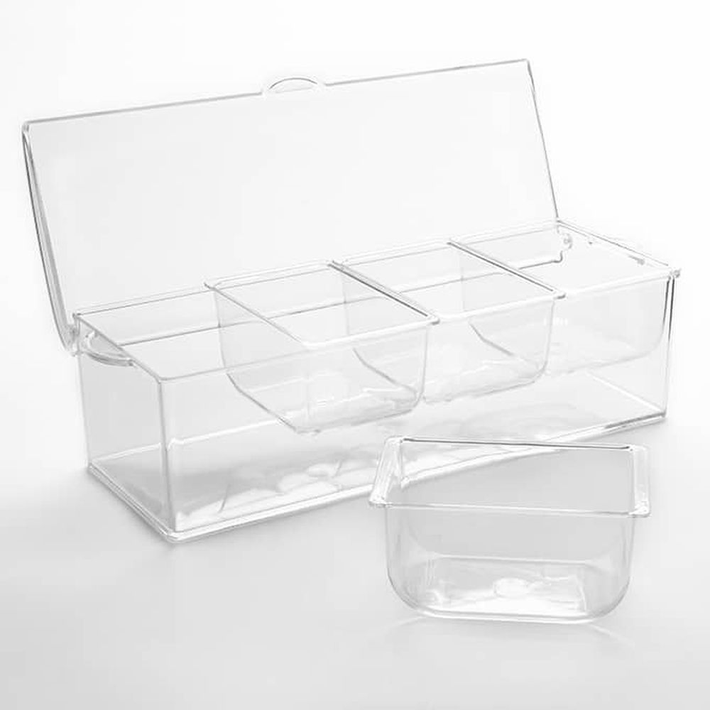 American Metalcraft Plastic Four Compartment Condiment Holder, 16 X 6 1/4 X 5 1/4 Inch