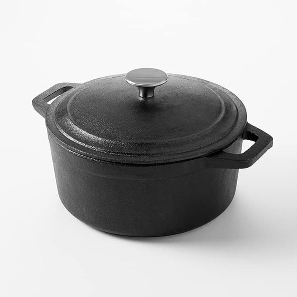 American Metalcraft Black Cast Iron Large Round Casserole, 3 Quart Capacity