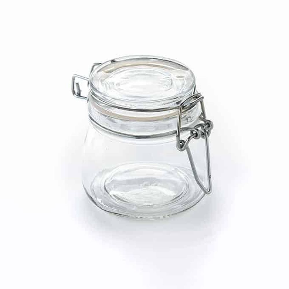 American Metalcraft Clear Glass 5 Ounce Mini Apothecary Jar With Hinges, 2-1/4 Inch Dia. X 3 Inch Height