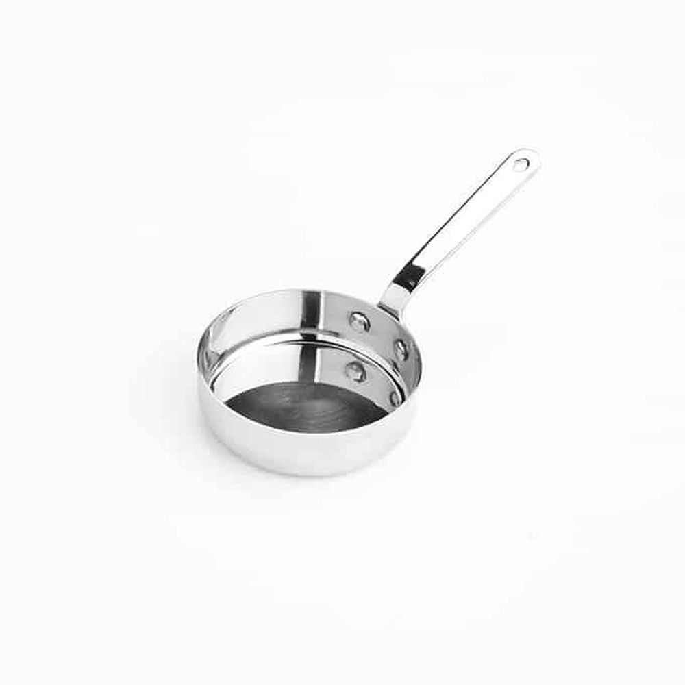 American Metalcraft Stainless Steel 2 1/2 Ounce Mini Fry Pan With Handle, 2 3/4 Inch Dia. Bowl X 1 Inch Height, 5 1/2 Inch Length