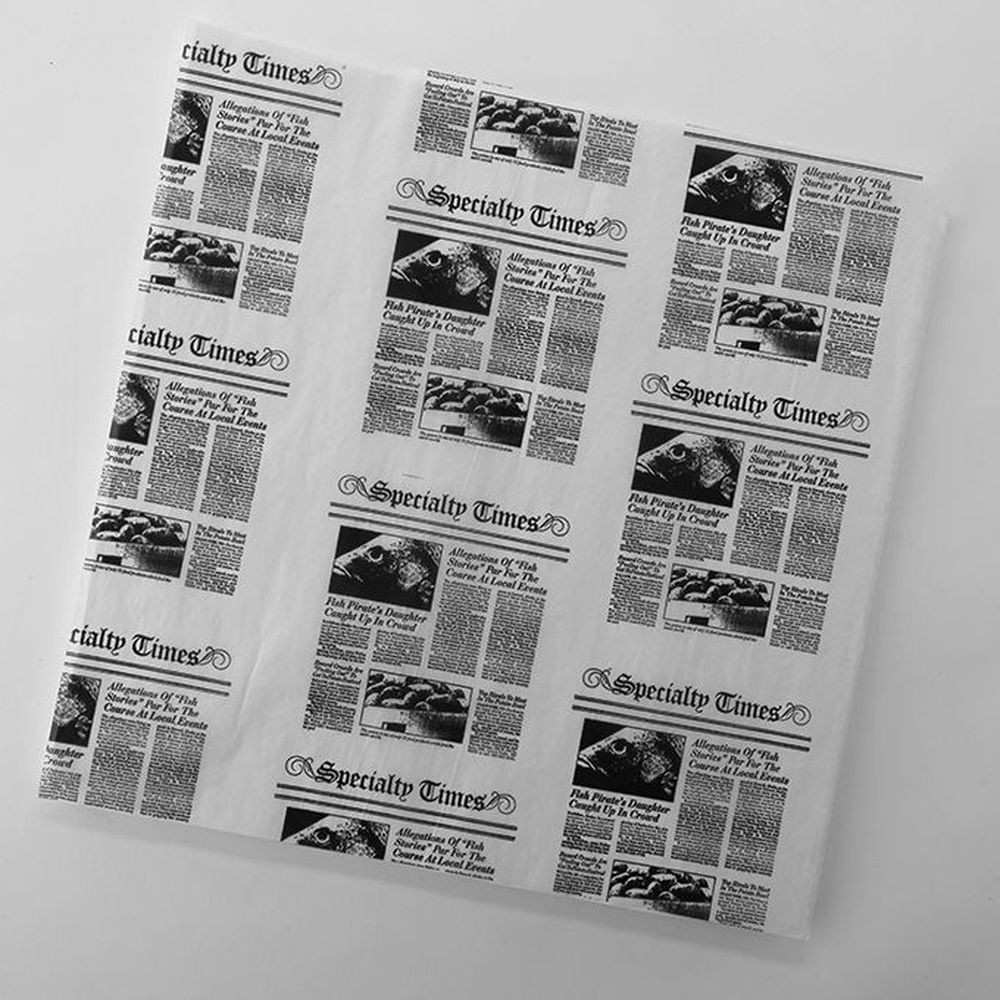 American Metalcraft Square Newspaper Print Fry Paper, 16 Inch