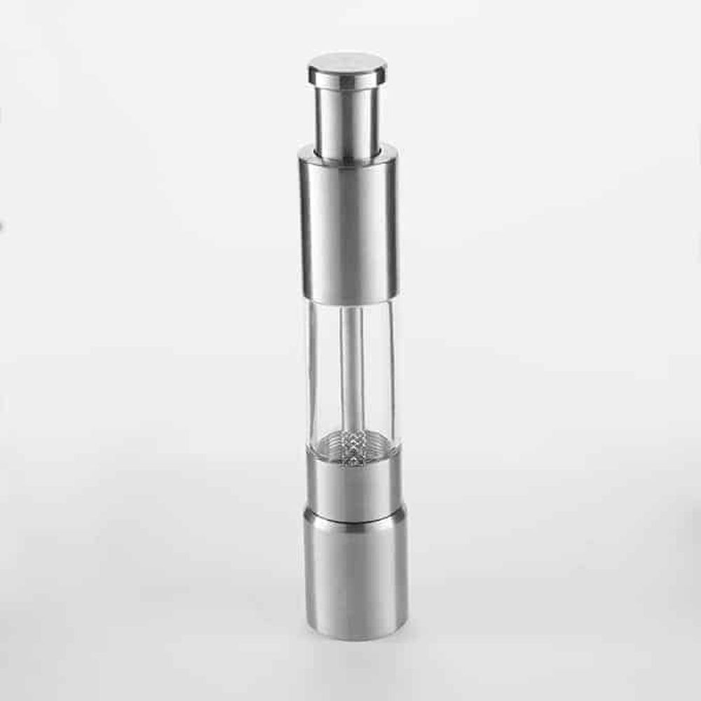 American Metalcraft Stainless Steel/acrylic Presto Push Salt And Pepper Mill, 6 Inch Height