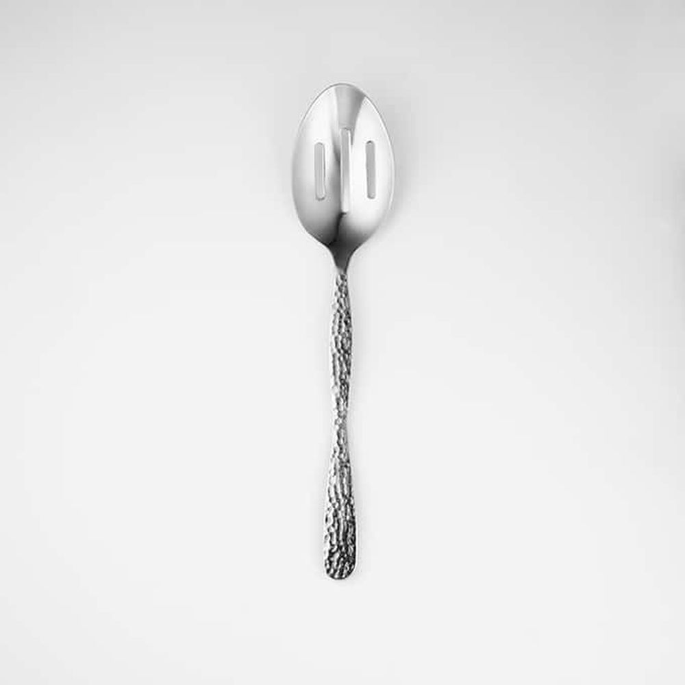American Metalcraft Hammered Stainless Steel Slotted Spoon, 10 Inch Length